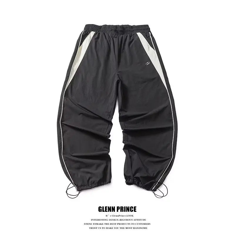 Calça retrô listra lateral, perna larga, cintura alta