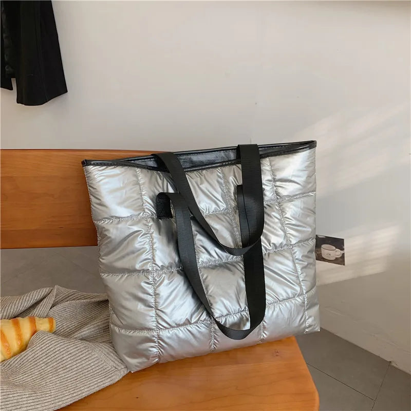 Bolsa de ombro algodão, grande capacidade, casual
