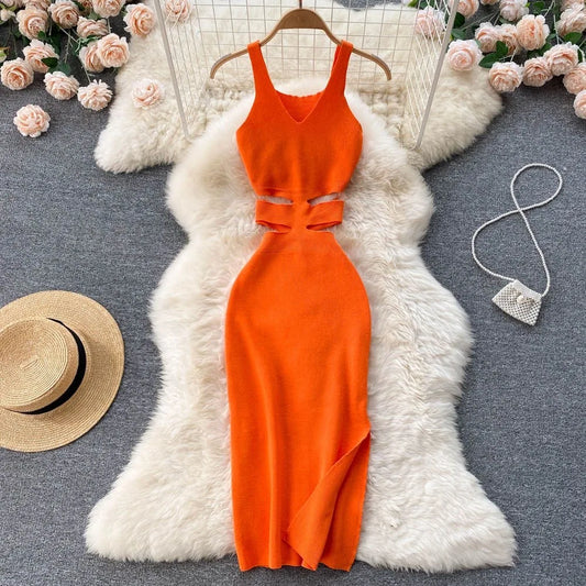 Vestido bodycon corte cintura, pacote quadris, verão