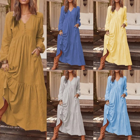Vestido longo algodão e linho, vintage, cintura alta