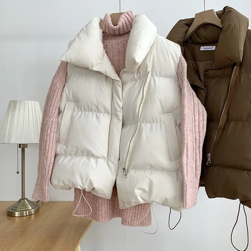 Colete/casaco outono, gola elegante, com cinto, sem mangas