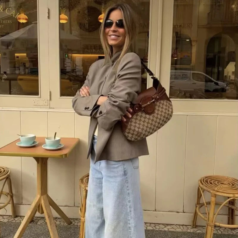Blazer feminino de outono, elegante, jaqueta viagem