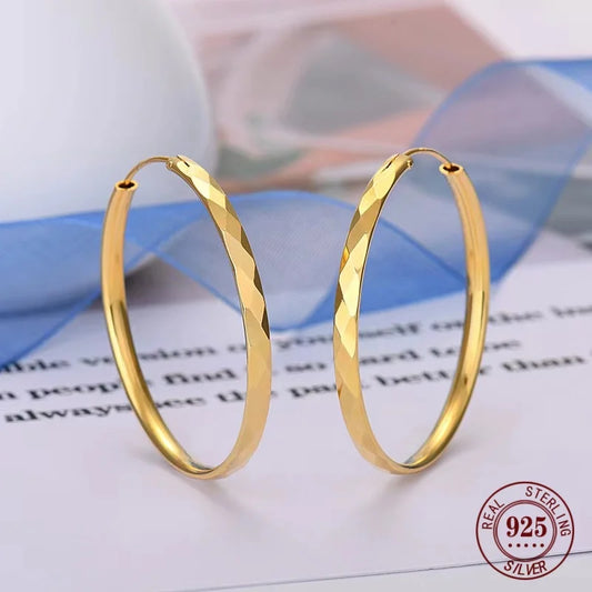 Brincos de argola, prata 925 banhada a ouro 18k