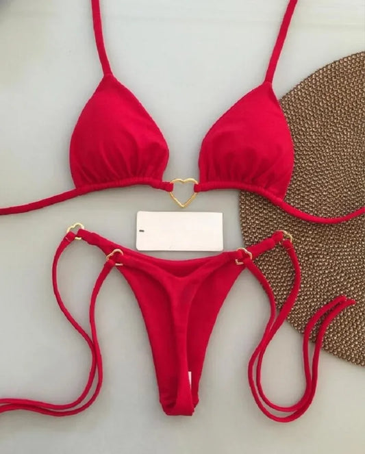 Conjunto biquíni halter, duas peças, triângulo