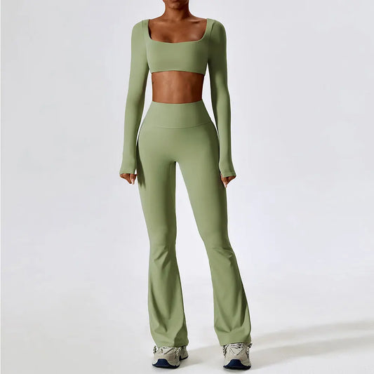 Conjunto de yoga 2 peças, sem costura, legging + top