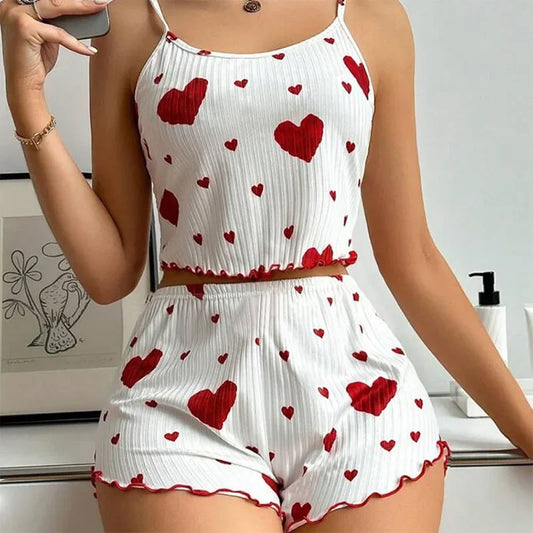 Conjunto pijama regata + shorts, 2 peças, macio, casual