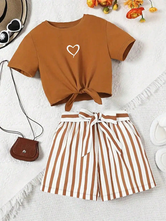 Conjunto camiseta manga curta + shorts, casual dia a dia