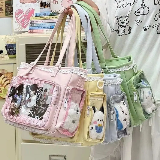Mini bolsa crossbody, estilo japonês, ombro único