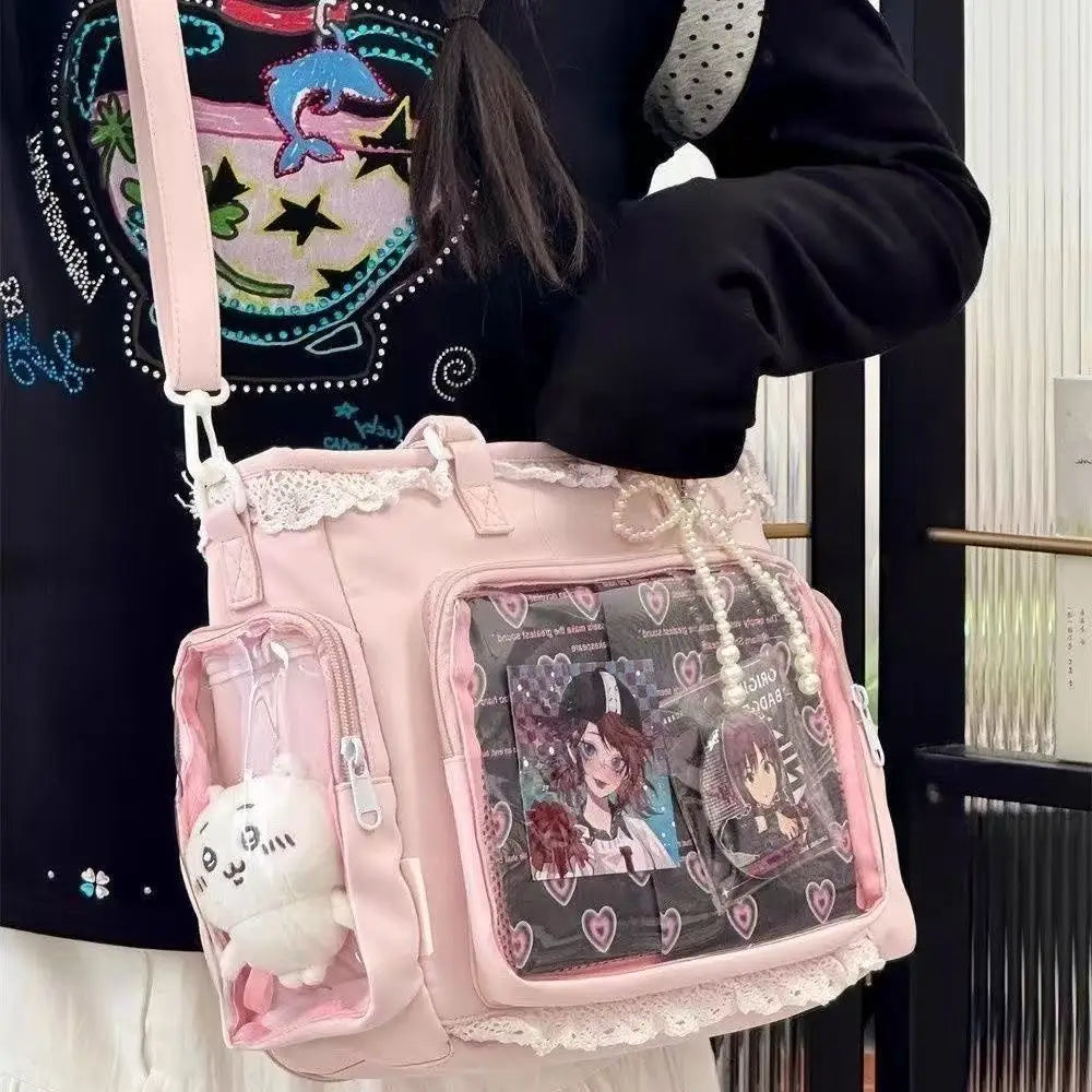 Mini bolsa crossbody, estilo japonês, ombro único